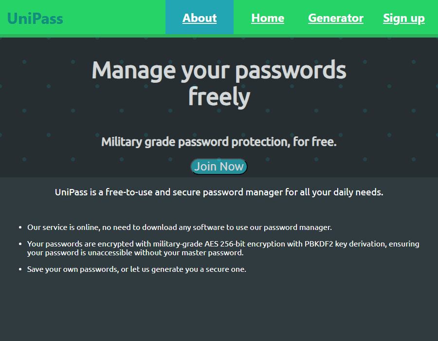 UniPass screenshot